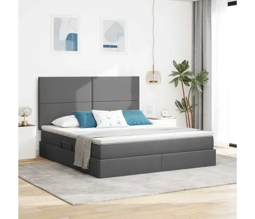 Gulta Ar Galvas Klāju Tumši Pelēks 160 X 200 Cm Audums Vidaxl