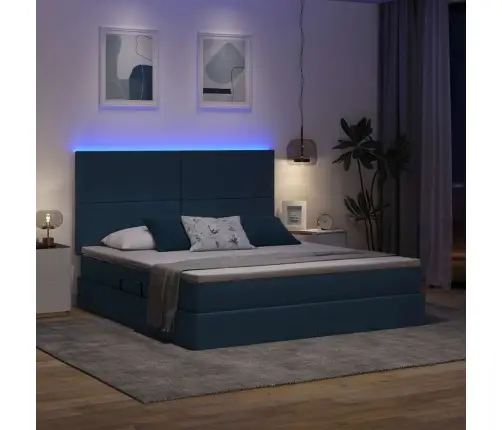 Gulta Ar Led Sloksnes Lukturiem Zila 160 X 200 Cm Audums Vidaxl