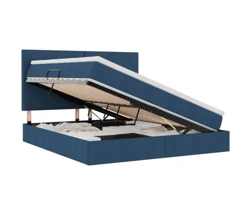 Gulta Ar Led Sloksnes Lukturiem Zila 160 X 200 Cm Audums Vidaxl