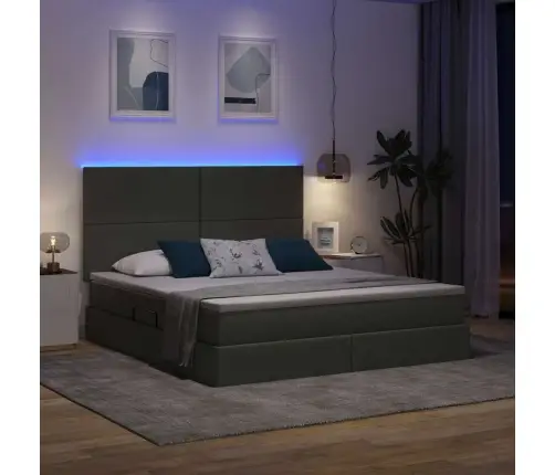 Lova Su Daiktų Laikymo Vieta Ir Led Tamsiai Pilka 180 X 200 Cm