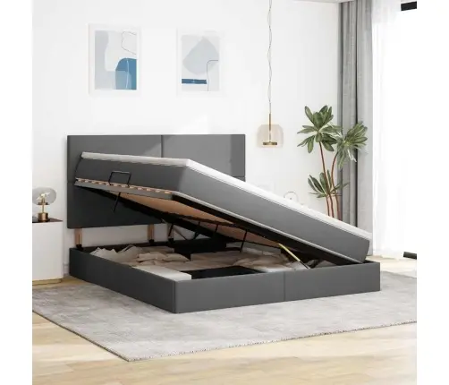 Lova Su Daiktų Laikymo Vieta Ir Led Tamsiai Pilka 180 X 200 Cm