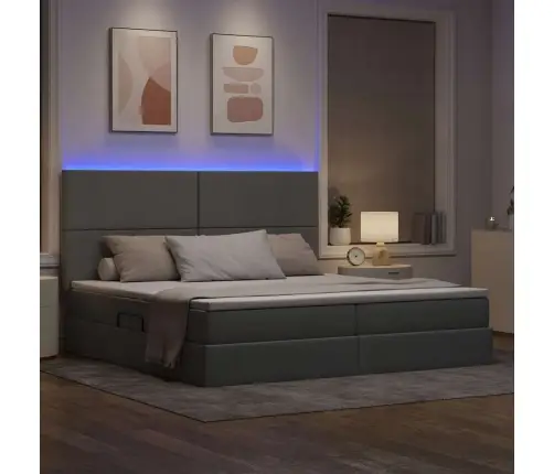Gulta Ar Galvas Klāju Gaiši Pelēks 200 X 200 Cm Audums Vidaxl