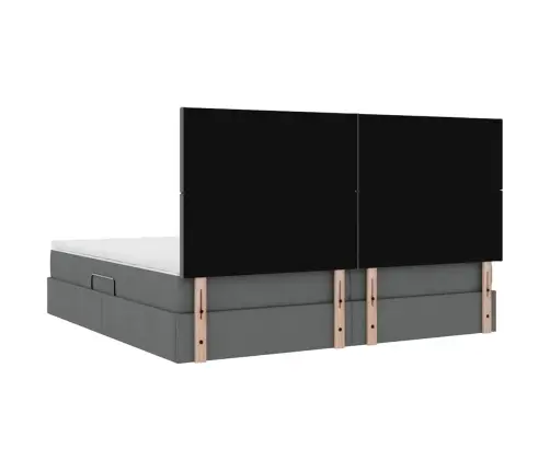 Gulta Ar Galvas Klāju Tumši Pelēks 200 X 200 Cm Audums Vidaxl