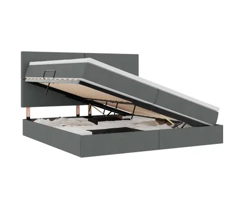 Gulta Ar Galvas Klāju Tumši Pelēks 200 X 200 Cm Audums Vidaxl