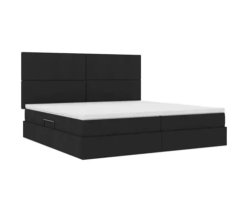 Gulta Ar Led Sloksnes Lukturiem Melna 200 X 200 Cm Audums Vidaxl