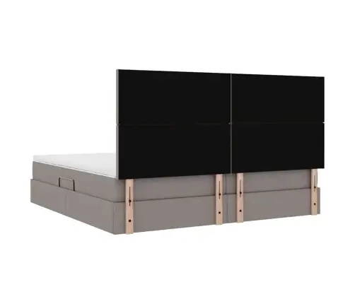 Gulta Ar Led Sloksnes Lukturiem Pelēkbrūna 200 X 200 Cm Audums Vidaxl