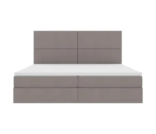 Gulta Ar Led Sloksnes Lukturiem Pelēkbrūna 200 X 200 Cm Audums Vidaxl