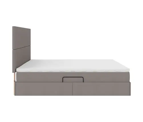 Gulta Ar Led Sloksnes Lukturiem Pelēkbrūna 200 X 200 Cm Audums Vidaxl