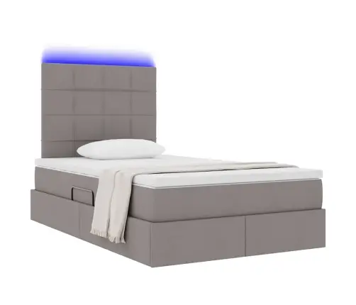 Gulta Ar Led Sloksnes Lukturiem Pelēkbrūna 120 X 200 Cm Audums Vidaxl