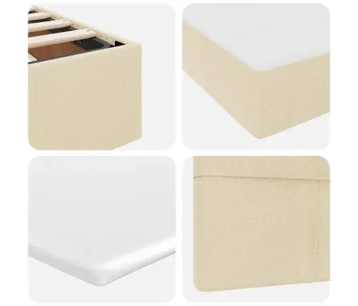 Gulta Ar Led Sloksnes Lukturiem Krēms 120 X 200 Cm Audums Vidaxl