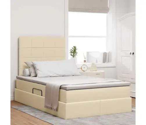 Gulta Ar Led Sloksnes Lukturiem Krēms 120 X 200 Cm Audums Vidaxl