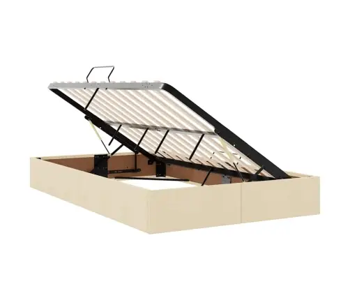 Gulta Ar Led Sloksnes Lukturiem Krēms 120 X 200 Cm Audums Vidaxl