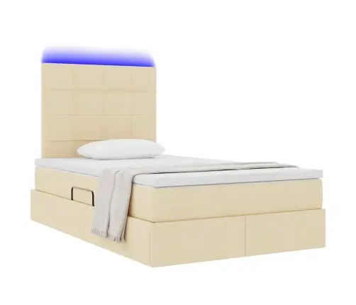 Gulta Ar Led Sloksnes Lukturiem Krēms 120 X 200 Cm Audums Vidaxl