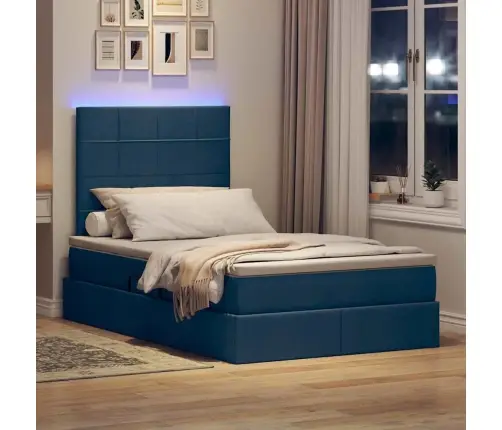 Gulta Ar Led Sloksnes Lukturiem Zila 120 X 200 Cm Audums Vidaxl