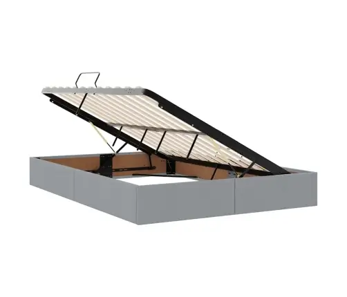 Gulta Ar Galvas Klāju Gaiši Pelēks 140 X 190 Cm Audums Vidaxl