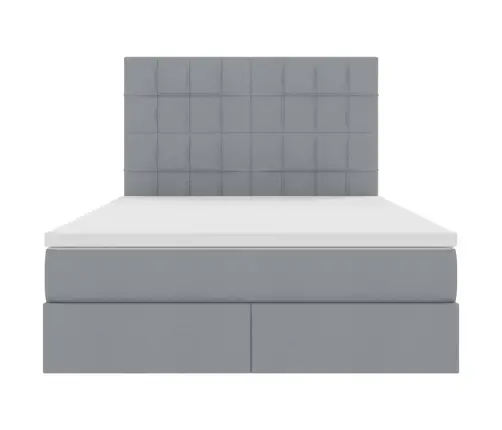 Gulta Ar Galvas Klāju Gaiši Pelēks 140 X 190 Cm Audums Vidaxl