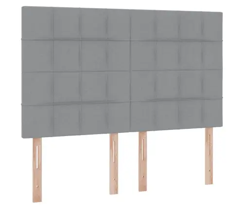 Gulta Ar Galvas Klāju Gaiši Pelēks 140 X 190 Cm Audums Vidaxl