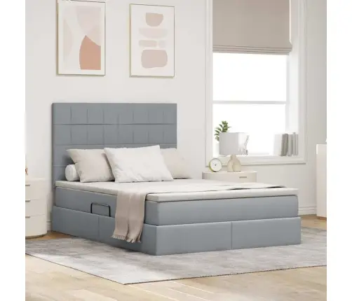 Lova Su Galvūgalio Šviesiai Pilka 140 X 200 Cm Audinys