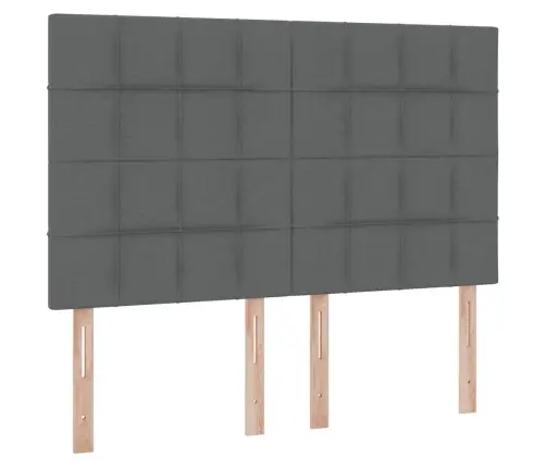 Gulta Ar Galvas Klāju Tumši Pelēks 140 X 200 Cm Audums Vidaxl