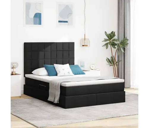 Gulta Ar Led Sloksnes Lukturiem Melna 140 X 200 Cm Audums Vidaxl