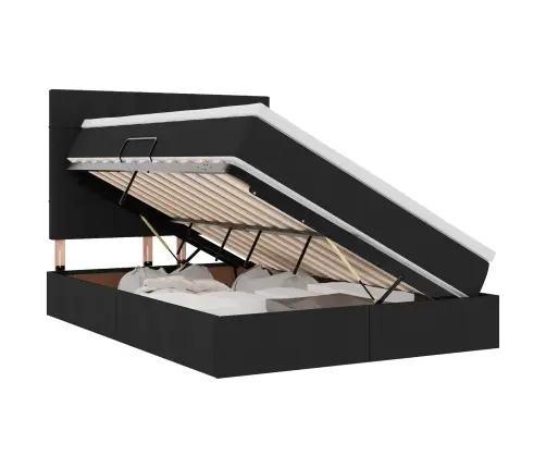 Gulta Ar Led Sloksnes Lukturiem Melna 140 X 200 Cm Audums Vidaxl