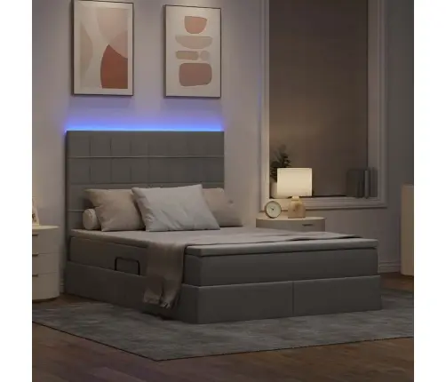 Lova Su Daiktų Laikymo Vieta Ir Led Taupe 140 X 200 Cm