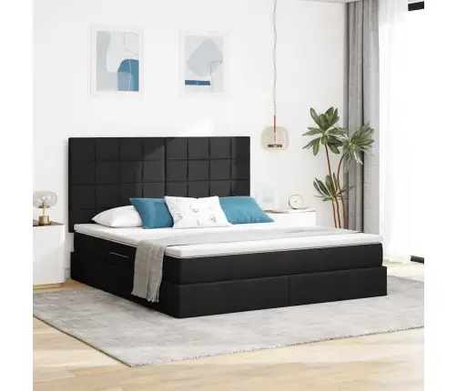 Lova Su Daiktų Laikymo Vieta Ir Led Su Led Juoda 180 X 200 Cm