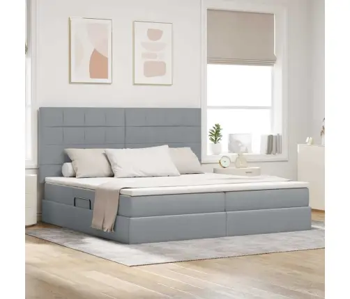 Lova Su Galvūgalio Šviesiai Pilka 200 X 200 Cm Audinys