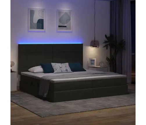 Led-Valgusega Hoiuvoodi Peaga Tumehall 200 X 200 Cm Polüester