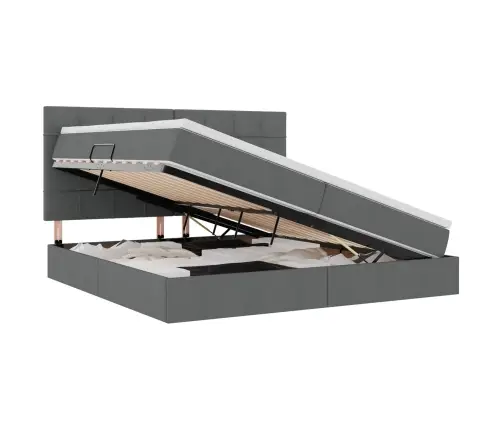 Led-Valgusega Hoiuvoodi Peaga Tumehall 200 X 200 Cm Polüester