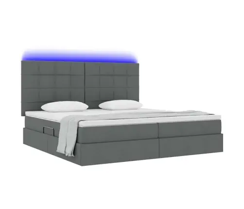 Led-Valgusega Hoiuvoodi Peaga Tumehall 200 X 200 Cm Polüester