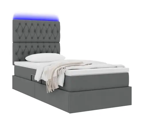 Lova Su Daiktų Laikymo Vieta Ir Led Tamsiai Pilka 90 X 190 Cm