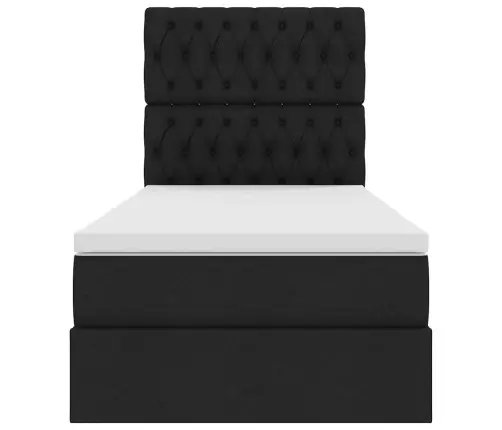 Led-Valgusega Hoiuvoodi Madratsiga Must 90 X 200 Cm Polüester