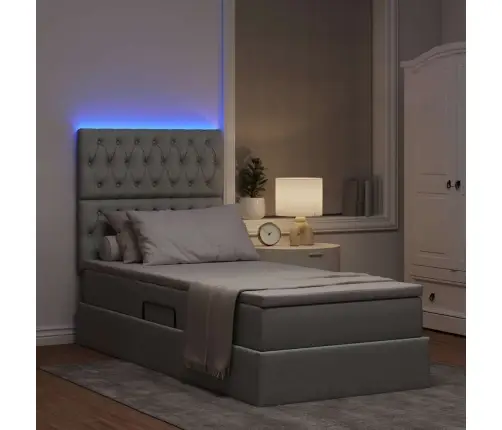 Gulta Ar Uzglabāšanas Vietu Un Led Gaiši Pelēks 100 X 200 Cm Vidaxl