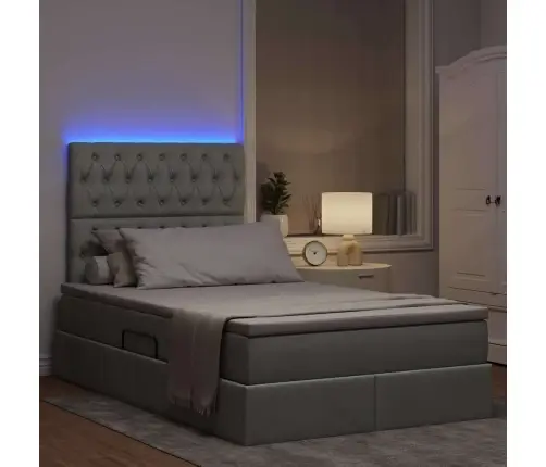 Lova Su Daiktų Laikymo Vieta Ir Led Šviesiai Pilka 120 X 200 Cm