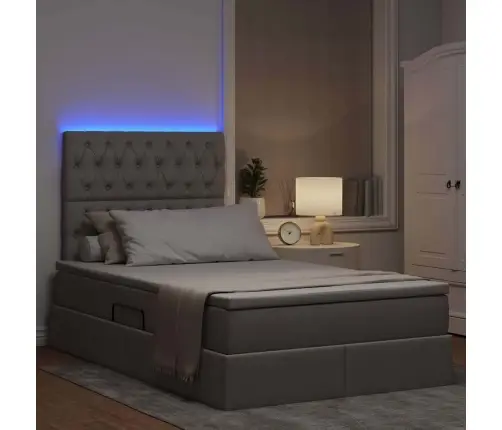 Gulta Ar Led Sloksnes Lukturiem Pelēkbrūna 120 X 200 Cm Audums Vidaxl