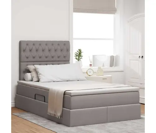 Gulta Ar Led Sloksnes Lukturiem Pelēkbrūna 120 X 200 Cm Audums Vidaxl