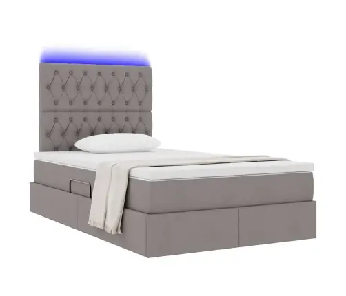 Gulta Ar Led Sloksnes Lukturiem Pelēkbrūna 120 X 200 Cm Audums Vidaxl