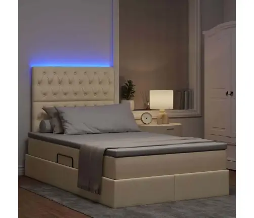 Gulta Ar Led Sloksnes Lukturiem Krēms 120 X 200 Cm Audums Vidaxl