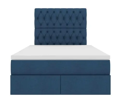 Led-Valgusega Hoiuvoodi Peaga Sinine 120 X 200 Cm Polüester