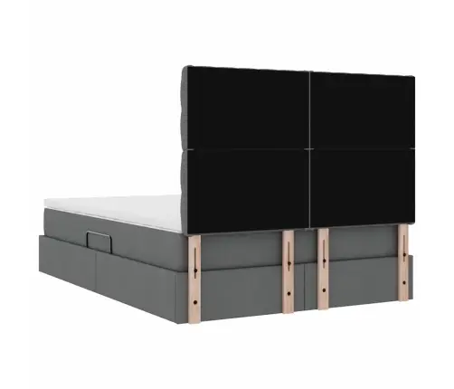 Gulta Ar Galvas Klāju Tumši Pelēks 140 X 190 Cm Audums Vidaxl