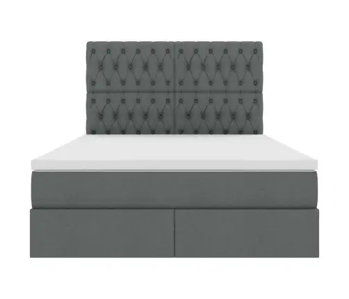 Gulta Ar Galvas Klāju Tumši Pelēks 140 X 190 Cm Audums Vidaxl