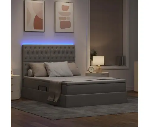 Led-Valgusega Hoiuvoodi Pruunikashall 140 X 190 Cm Polüester