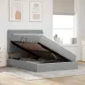Lova Su Daiktų Laikymo Vieta Ir Led Šviesiai Pilka 140 X 200 Cm
