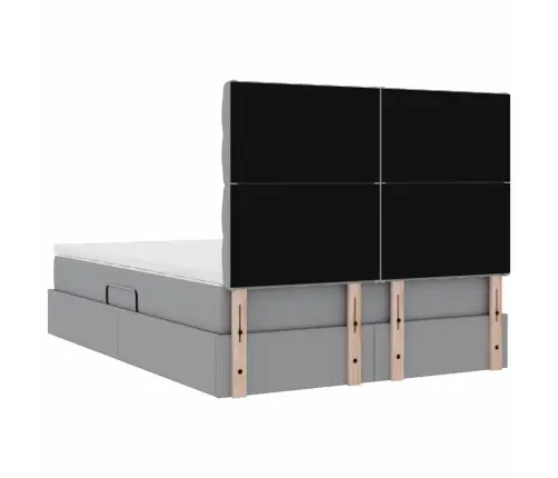 Lova Su Daiktų Laikymo Vieta Ir Led Šviesiai Pilka 140 X 200 Cm
