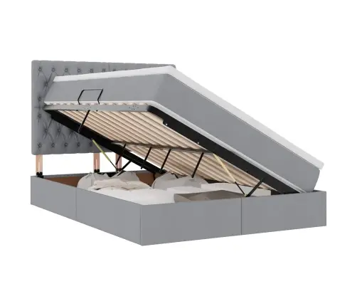 Lova Su Daiktų Laikymo Vieta Ir Led Šviesiai Pilka 140 X 200 Cm