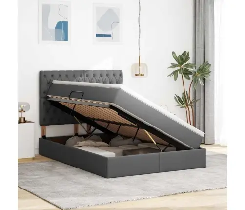 Lova Su Daiktų Laikymo Vieta Ir Led Tamsiai Pilka 140 X 200 Cm