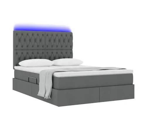 Lova Su Daiktų Laikymo Vieta Ir Led Tamsiai Pilka 140 X 200 Cm