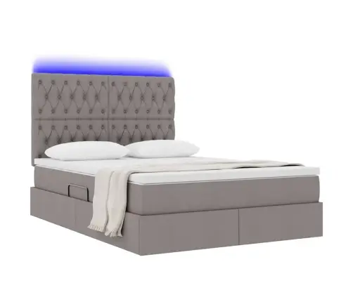 Lova Su Daiktų Laikymo Vieta Ir Led Su Led Taupe 140 X 200 Cm