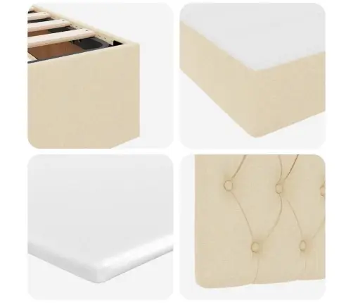 Gulta Ar Led Sloksnes Lukturiem Krēms 140 X 200 Cm Audums Vidaxl